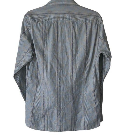 Ted Baker Lanoon Men's Stripes Embossed Pattern Button-Down Shirt Gray Medium - Picture 2 of 9